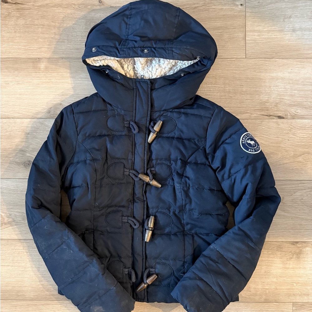 Abercrombie & Fitch Kids Navy Puffer Jacket with Toggles